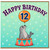 12th Birthday Card, Cute Seal Balloon Circus Design