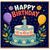 1st Birthday Card, Cute Cake and Balloon Floral Party Card