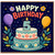 5th Birthday Card, Happy Birthday Cake and Balloons Design