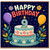 9th Birthday Card, Happy Birthday Cake and Balloons Card