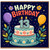 13th Birthday Card, Happy Birthday Cake and Balloons Design