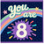 8th Birthday Card, You Are 8 Rainbow Star Design
