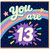 13th Birthday Card, You Are 13 Rainbow Star Design