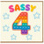 4th Birthday Card, Sassy Rainbow Number 4