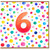 6th Birthday Card, Colourful Polka Dot Number 6 Card