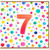 7th Birthday Card, Colourful Polka Dot Number 7 Card