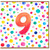 9th Birthday Card, Colourful Polka Dot Number 9 Card