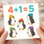 Age 5 Birthday Card for Kids - Cute Penguins in Woolly Hats, 4 + 1 = 5 Design - Fun Fifth Birthday Maths Theme - Child's 5th Card for Boy or Girl