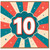 10th Birthday Card, Retro Sunburst Number 10 Design