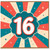 16th Birthday Card, Retro Starburst Design