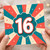 16th Birthday Card, Retro Starburst Design