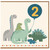 2nd Birthday Card, Cute Dinosaur Birthday Card