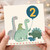 2nd Birthday Card, Cute Dinosaur Birthday Card