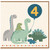 4th Birthday Card, Cute Dinosaur Birthday Card
