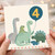 4th Birthday Card, Cute Dinosaur Birthday Card