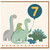 7th Birthday Card, Cute Dinosaur Birthday Card