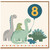 8th Birthday Card, Cute Dinosaur Balloon Design