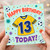 13th Birthday Card, Football Shirt Design, Happy Birthday Today