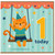 1st Birthday Card, Cute Cat on Swing, 1 Today