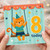 8th Birthday Card, Cute Cat Party Swing Card