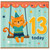 13th Birthday Card, Cat on a Swing Birthday Card for 13 Year Old