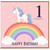 1st Birthday Card, Unicorn Rainbow Happy Birthday Card