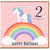 2nd Birthday Card, Unicorn and Rainbow Happy Birthday Card