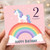 2nd Birthday Card, Unicorn and Rainbow Happy Birthday Card