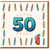 50th Birthday Card Funny - Big 50 with Candles and Fire Extinguisher - Humorous Milestone Card for Family and Friends