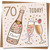 70th Birthday Card - 70 Today Champagne Bottle and Glasses 'Cheers' Design - Square 145mm x 145mm - Celebration Card, Includes Kraft Envelope
