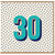 30th Birthday Card, Bold Retro Number 30 Polka Dot Design