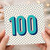 100th Birthday Card, Retro Polka Dot Number 100 Card