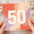 50th Birthday Card, Abstract Pastel Paint Splash Design