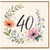 40th Birthday Card, Floral Wreath Design