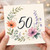 50th Birthday Card, Floral Wreath Design