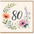 80th Birthday Card, Floral Wreath Design