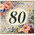 80th Birthday Card, Floral Watercolour Design