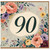 90th Birthday Card, Floral Design with Large 90