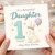 Daughter 1st Birthday Card - Cute Bunny with Balloon - To a Beautiful Daughter, 1 Today - Hop, Hop, Hooray - Girls First Birthday Card with Envelope