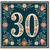 30th Birthday Card, Retro Floral Number 30 Design