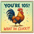 105th Birthday Card, Funny Rooster Pun Card