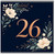 26th Birthday Card, Floral Navy Blue Copper Number Design