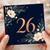26th Birthday Card, Floral Navy Blue Copper Number Design