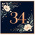 34th Birthday Card, Elegant Floral Number 34 Card