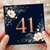 41st Birthday Card, Floral Navy and Copper Number 41 Card