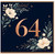 64th Birthday Card, Floral Number 64 Birthday Card