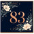83rd Birthday Card, Floral Navy and Peach Number 83 Card