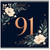 91st Birthday Card, Floral Navy Blue 91 Birthday Card