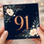 91st Birthday Card, Floral Navy Blue 91 Birthday Card