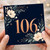 106th Birthday Card, Floral Navy Blue Celebration Card